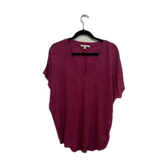 Express Tops - Express Pink V-Neck Knit Short Sleeve Top - Size M